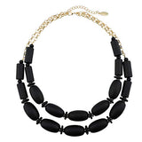 Bocar 2 Layer Statement Chunky Wood Beaded Fashion Collar Necklace for Women (NK-10574)