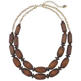 Bocar 2 Layer Statement Chunky Wood Beaded Fashion Collar Necklace for Women (NK-10574)