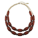 Bocar 2 Layer Statement Chunky Wood Beaded Fashion Collar Necklace for Women (NK-10574)