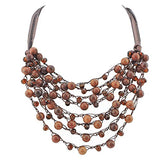 Bocar Multi-Row Statement Collar Necklace Beaded Necklace for Women (NK_10617)