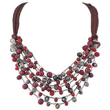 Bocar Multi-Row Statement Collar Necklace Beaded Necklace for Women (NK_10617)