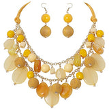 Bocar 2 Layer Statement Necklace Chunky Beaded Fashion Necklace for Women Gifts（NK_10619）
