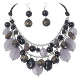 Bocar 2 Layer Statement Necklace Chunky Beaded Fashion Necklace for Women Gifts（NK_10619）