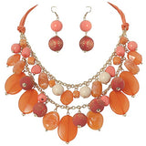 Bocar 2 Layer Statement Necklace Chunky Beaded Fashion Necklace for Women Gifts（NK_10619）
