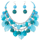 Bocar 2 Layer Statement Necklace Chunky Beaded Fashion Necklace for Women Gifts（NK_10619）