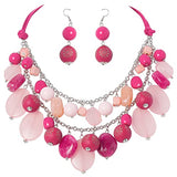 Bocar 2 Layer Statement Necklace Chunky Beaded Fashion Necklace for Women Gifts（NK_10619）