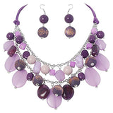 Bocar 2 Layer Statement Necklace Chunky Beaded Fashion Necklace for Women Gifts（NK_10619）