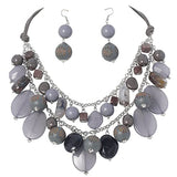 Bocar 2 Layer Statement Necklace Chunky Beaded Fashion Necklace for Women Gifts（NK_10619）