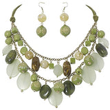 Bocar 2 Layer Statement Necklace Chunky Beaded Fashion Necklace for Women Gifts（NK_10619）