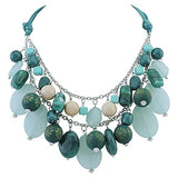 Bocar 2 Layer Statement Necklace Chunky Beaded Fashion Necklace for Women Gifts（NK_10619）