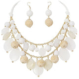 Bocar 2 Layer Statement Necklace Chunky Beaded Fashion Necklace for Women Gifts（NK_10619）