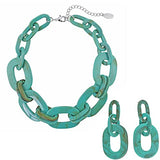 Bocar Acrylic Chunky Statement Necklace for Women Cube Link Chain Collar Necklace and Hoop Earrings Costome Jewelry Set(NK-10667)