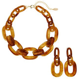 Bocar Acrylic Chunky Statement Necklace for Women Cube Link Chain Collar Necklace and Hoop Earrings Costome Jewelry Set(NK-10667)