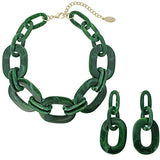 Bocar Acrylic Chunky Statement Necklace for Women Cube Link Chain Collar Necklace and Hoop Earrings Costome Jewelry Set(NK-10667)