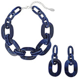 Bocar Acrylic Chunky Statement Necklace for Women Cube Link Chain Collar Necklace and Hoop Earrings Costome Jewelry Set(NK-10667)
