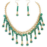 Bocar Necklace for Women, Statement Necklace with Earrings, Collar Necklace, Beaded Necklace with Pendant and Crystal Ball, Jewelry Set for Women Gifts (NK_10691)