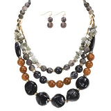 Bocar 3 Layer Statement Chunky Beaded Necklace Fashion Costume Jewelry Set for Women Gifts (NK_10788)
