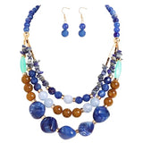 Bocar 3 Layer Statement Chunky Beaded Necklace Fashion Costume Jewelry Set for Women Gifts (NK_10788)