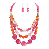 Bocar 3 Layer Statement Chunky Beaded Necklace Fashion Costume Jewelry Set for Women Gifts (NK_10788)