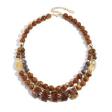 Bocar Boho Layered Chunky Acrylic Beaded Necklace for Women Statement Bead Collar Necklace