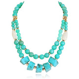 Bocar Boho Layered Chunky Acrylic Beaded Necklace for Women Statement Bead Collar Necklace