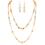 Bocar Layered Beaded Necklace and Earrings Set,2 Strand Long Necklace with Crystal Beads, Fashion Jewelry Set for Women Daily Party Wear（NK-10825）