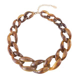 Bocar Statement Chunky Fashion Acrylic Beads Choker Cube Link Chain Necklace for Women Gifts(10510)