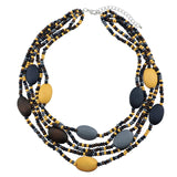 Bocar Multi Color 5 Layers Wood Beads Strand Statement Necklace for Women Chunky Collar (N0019)