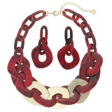 BOCAR Statement Chunky Necklace Metal Punk Acrylic Cuban Link Chain Necklaces Bohemian Tortoise Shell Acrylic Resin Chain Link N0090