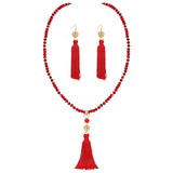 Bocar Long Beaded Strand Necklace with Tassel for Women Fashion Jewelry White, 33 inches（0023）