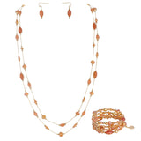 BOCAR 2 Layer Illusion Wire Beaded long Collar Statement Necklace with Earrings Long Necklace for Women (N0098)