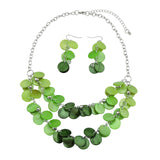 Bocar 2 Layer Statement Collar Shell Necklace and Earring Set for Women Gift, 18.5in, Yellow(10248)