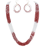 Bocar Long Multiple Row Handmade Mix Color Beaded Statement Necklace Women(NK_10647)