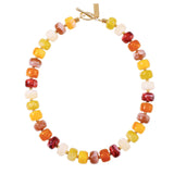 Bocar Chunky Gold Heart Necklace for Women Beaded Colorful Statement Necklace Cute Boho Y2k Choker Necklace for Gift Jewelry