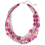 Bocar Multi Layer 5 Strand Statement Collar Beaded Necklace for Women Gift(NK_10376)