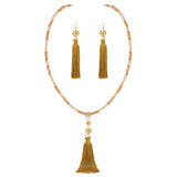 Bocar Long Beaded Strand Necklace with Tassel for Women Fashion Jewelry White, 33 inches（0023）