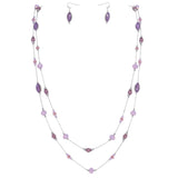 BOCAR 2 Layer Illusion Wire Beaded long Collar Statement Necklace with Earrings Long Necklace for Women (N0098)