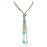 BOCAR Long Seed Beaded Multi Strand Necklace,10 Multiple Statement Long Bib Necklace with Tie Knot for Women Jewelry (N0102)