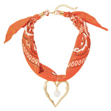 Bocar Scarf Necklace for Women Bandana Charm Western Heart Pendant Boho Summer Beach Necklace Jewelry for Women N0146
