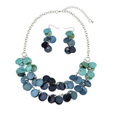 Bocar 2 Layer Statement Collar Shell Necklace and Earring Set for Women Gift, 18.5in, Yellow(10248)