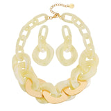 BOCAR Statement Chunky Necklace Metal Punk Acrylic Cuban Link Chain Necklaces Bohemian Tortoise Shell Acrylic Resin Chain Link N0090
