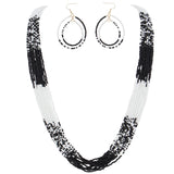 Bocar Long Multiple Row Handmade Mix Color Beaded Statement Necklace Women(NK_10647)
