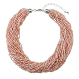 Bocar Multiple Strand Handmade Beaded 16" Statement Collar Necklace for Women 10402