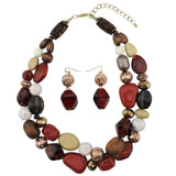 Bocar Chunky Necklaces for Women Trendy, 2 Layer Statement Necklace Fashion Collar Necklace, Handmade Costume Jewelry Women Gifts