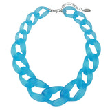 Bocar Statement Chunky Fashion Acrylic Beads Choker Cube Link Chain Necklace for Women Gifts(10510)