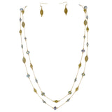 BOCAR 2 Layer Illusion Wire Beaded long Collar Statement Necklace with Earrings Long Necklace for Women (N0098)