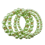 BOCAR 4pcs /Set Imitation Pearl Bracelets Crystal Women Multi Layer（BR1113）