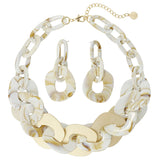 BOCAR Statement Chunky Necklace Metal Punk Acrylic Cuban Link Chain Necklaces Bohemian Tortoise Shell Acrylic Resin Chain Link N0090