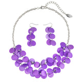 Bocar 2 Layer Statement Collar Shell Necklace and Earring Set for Women Gift, 18.5in, Yellow(10248)