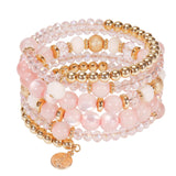 Bocar Multi Layers Statement Yellow Beaded Bracelet Adjustable Strand Bangle Bracelet for Women(BR1202)